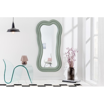 Miroir mural ALICE II 100cm vert sauge - Design ondulé