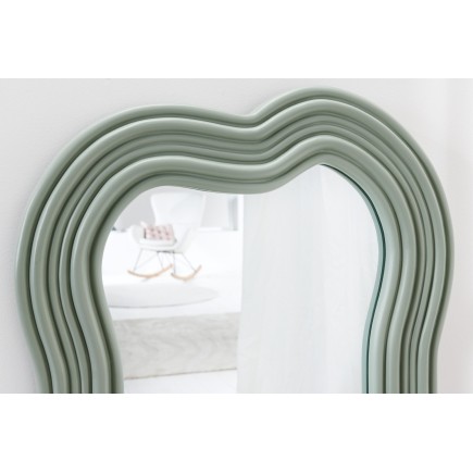Miroir mural ALICE II 100cm vert sauge - Design ondulé 2