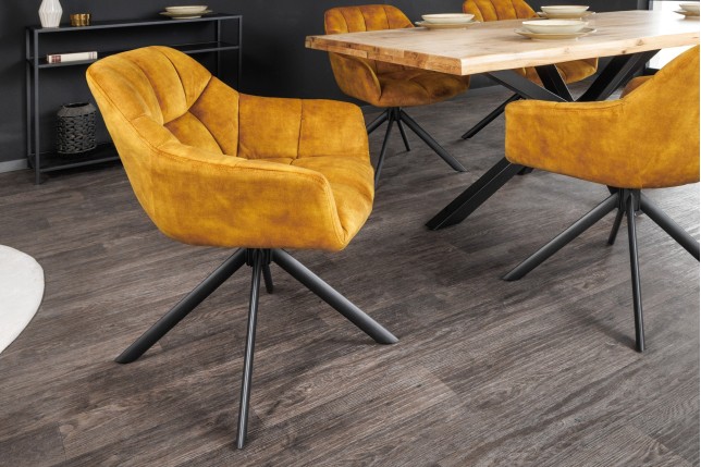 Fauteuil pivotant PAPILLON velours moutarde 180°