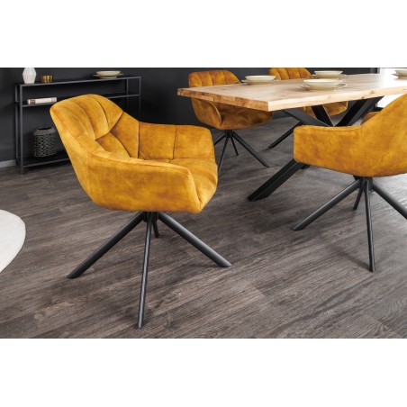 Fauteuil pivotant PAPILLON velours moutarde 180°