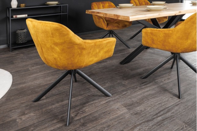 Fauteuil pivotant PAPILLON velours moutarde 180°