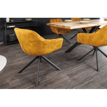 Fauteuil pivotant PAPILLON velours moutarde 180°