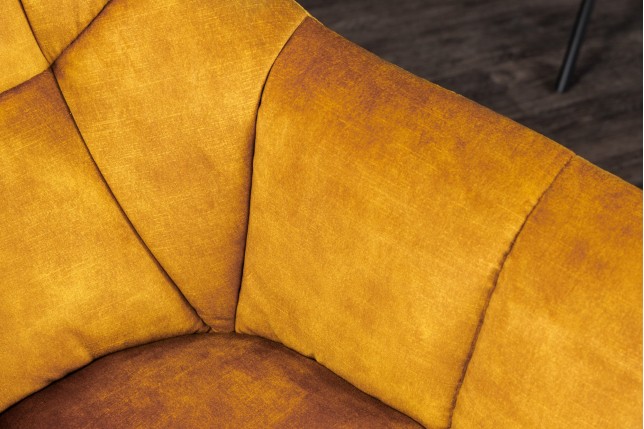 Fauteuil pivotant PAPILLON velours moutarde 180°