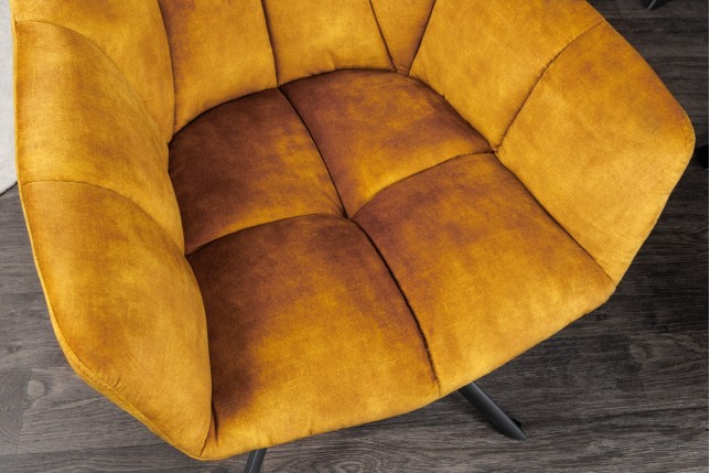 Fauteuil pivotant PAPILLON velours moutarde 180°
