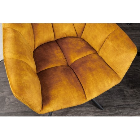 Fauteuil pivotant PAPILLON velours moutarde 180°