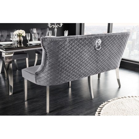 Banc canapé CASTLE DELUXE velours gris baroque 165cm