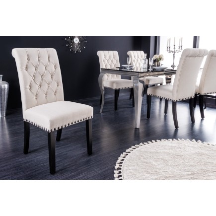 Chaise CASTLE Chesterfield Beige - Lot de 2