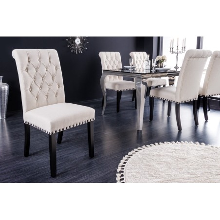 Chaise CASTLE Chesterfield Beige - Lot de 2