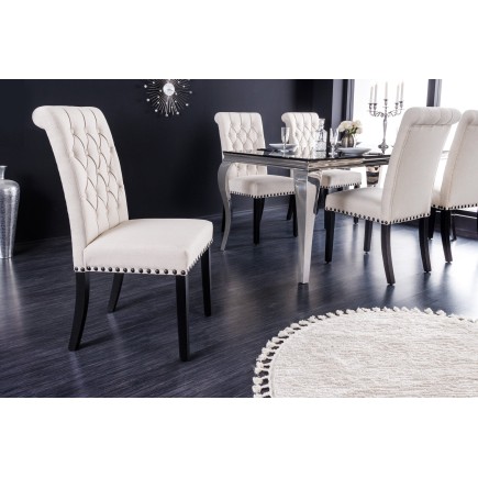 Chaise CASTLE Chesterfield Beige - Lot de 2 2