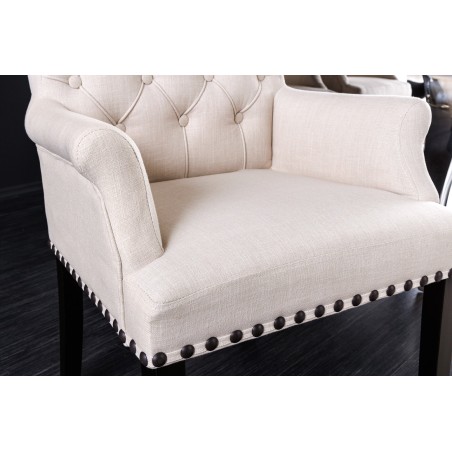 Chaise CASTLE beige chesterfield accoudoirs pieds noirs