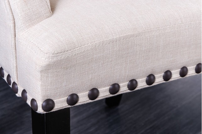 Chaise CASTLE beige chesterfield accoudoirs pieds noirs
