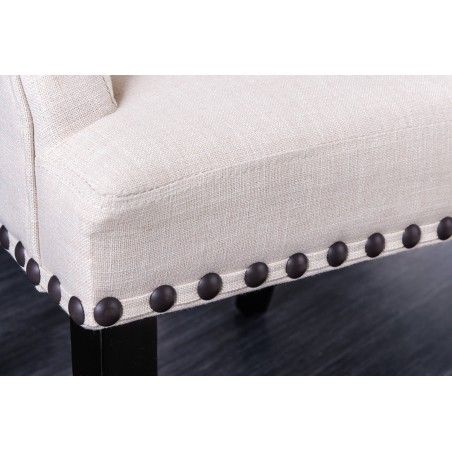 Chaise CASTLE beige chesterfield accoudoirs pieds noirs