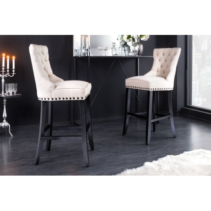 Chaise de bar CASTLE beige style Chesterfield 74cm 2