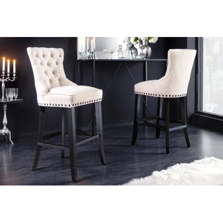 Chaise de bar CASTLE beige style Chesterfield 74cm