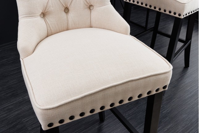 Chaise de bar CASTLE beige style Chesterfield 74cm