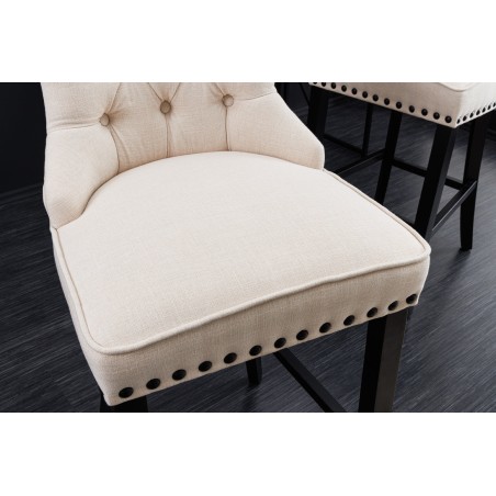 Chaise de bar CASTLE beige style Chesterfield 74cm