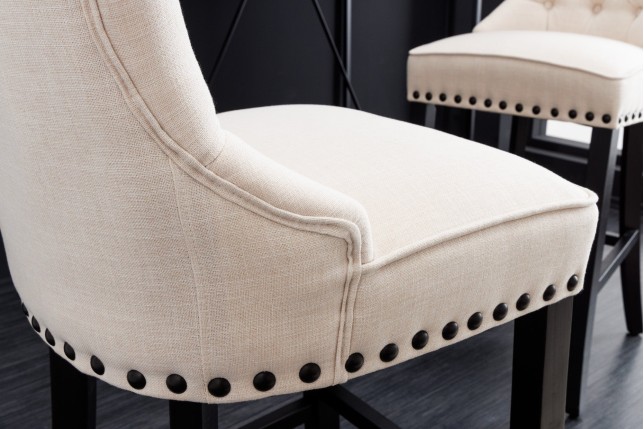 Chaise de bar CASTLE beige style Chesterfield 74cm