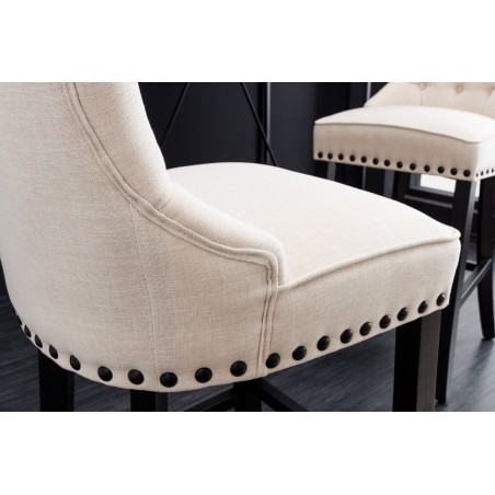 Chaise de bar CASTLE beige style Chesterfield 74cm