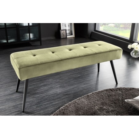 Banc BOUTIQUE 100cm velours vert olive - pieds métal noir