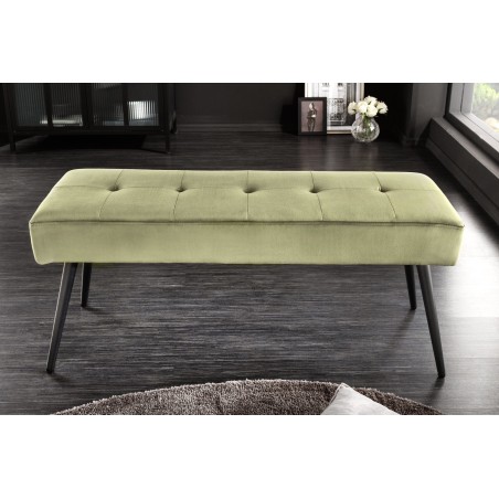 Banc BOUTIQUE 100cm velours vert olive - pieds métal noir