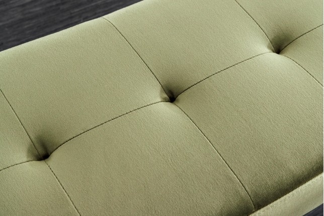 Banc BOUTIQUE 100cm velours vert olive - pieds métal noir