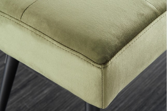 Banc BOUTIQUE 100cm velours vert olive - pieds métal noir