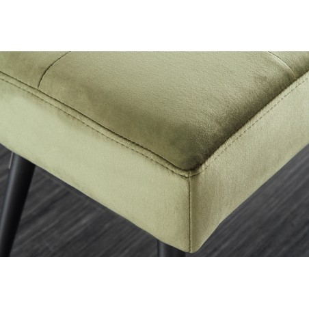 Banc BOUTIQUE 100cm velours vert olive - pieds métal noir