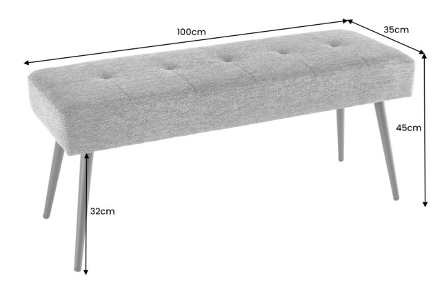 Banc BOUTIQUE 100cm velours vert olive - pieds métal noir