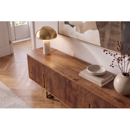 Meuble TV GATSBY 160cm manguier massif rétro brun doré