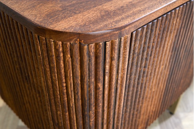 Meuble TV GATSBY 160cm manguier massif rétro brun doré