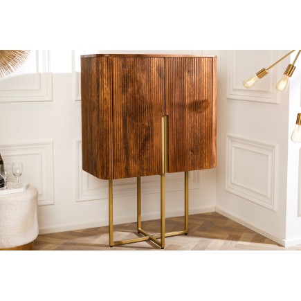 Highboard GATSBY 125cm - Buffet haut manguier et doré