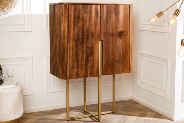 Highboard GATSBY 125cm - Buffet haut manguier et doré