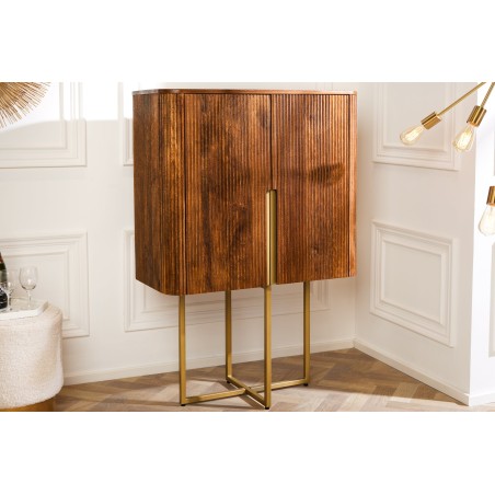 Highboard GATSBY 125cm - Buffet haut manguier et doré