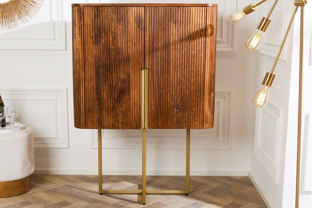 Highboard GATSBY 125cm - Buffet haut manguier et doré