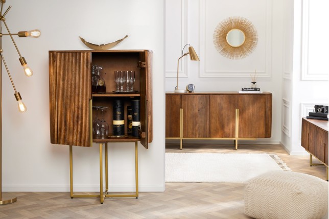 Highboard GATSBY 125cm - Buffet haut manguier et doré