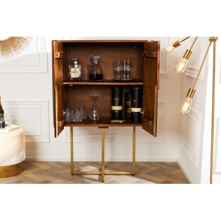 Highboard GATSBY 125cm - Buffet haut manguier et doré