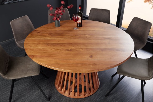 Table à manger ronde MAISON JADE Ø130cm acacia massif