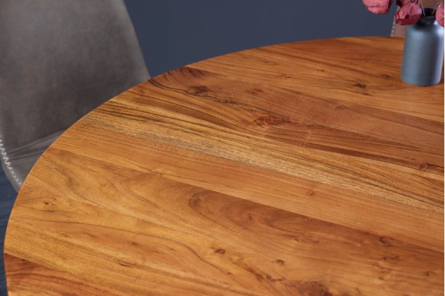 Table à manger ronde MAISON JADE Ø130cm acacia massif