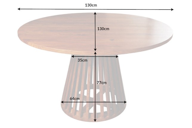 Table à manger ronde MAISON JADE Ø130cm acacia massif