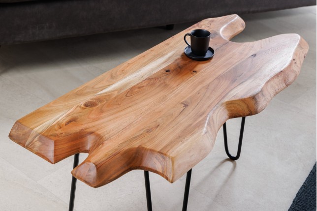 Table basse WILD 100cm acacia massif et métal noir