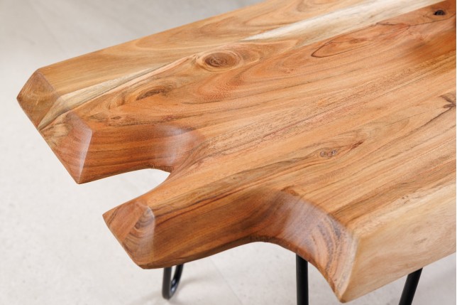 Table basse WILD 100cm acacia massif et métal noir