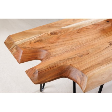 Table basse WILD 100cm acacia massif et métal noir