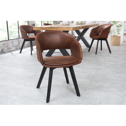 Chaise NORDIC STAR microfibre brun - Lot de 2