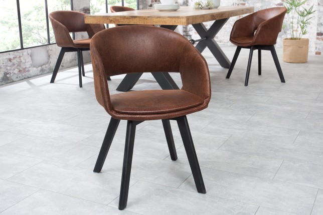 Chaise NORDIC STAR microfibre brun - Lot de 2