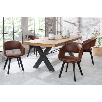 Chaise NORDIC STAR microfibre brun - Lot de 2 2