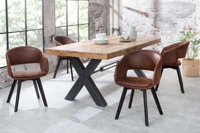 Chaise NORDIC STAR microfibre brun - Lot de 2