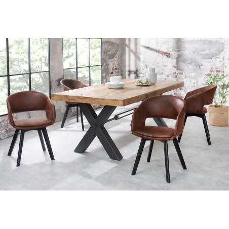 Chaise NORDIC STAR microfibre brun - Lot de 2