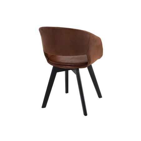 Chaise NORDIC STAR microfibre brun - Lot de 2