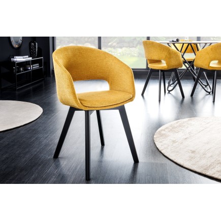 Chaise NORDIC STAR tissu texturé jaune moutarde - Lot de 2