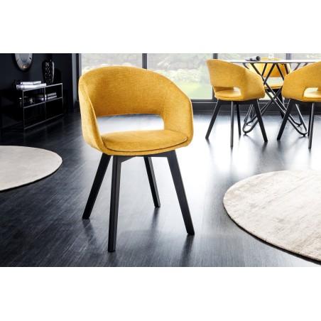 Chaise NORDIC STAR tissu texturé jaune moutarde - Lot de 2